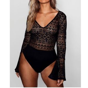 Boohoo Emma Crochet Bodysuit NWT